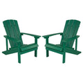 Flash Furniture Charlestown Poly Resin Adirondack Chair - Green - All Weather - Indoor/Outdoor - Set of 2