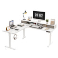Agilestic L Shaped Electric Standing Desk with 2 Drawers, 63 Inch Ergonomic Adjustable Height Desk with Storage, Corner Desk Sit