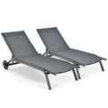 Giantex Patio Lounge Chairs for Pool Area, Outdoor Chaise Lounger with 6 Adjustable Position Smooth Wheels and Quick-Drying Fabr