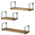 SRIWATANA Rustic Floating Shelves, Hanging Shelves Wall Mount Set of 3, 17 Inch Wood Shelves for Decor, Bedroom, Bathroom, Laund