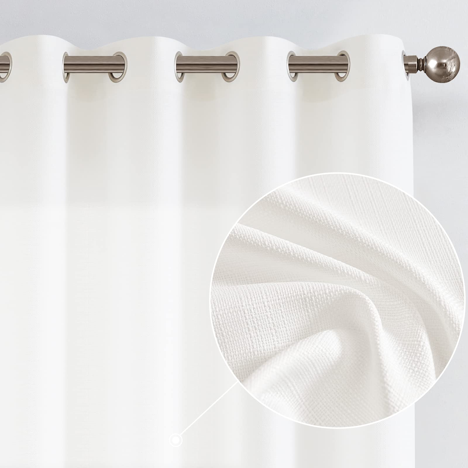 jinchan Curtains Linen Textured Casual Weave Curtain for Living Room Grommet Top Light Filtering Window Drapes Panels for Bedroo