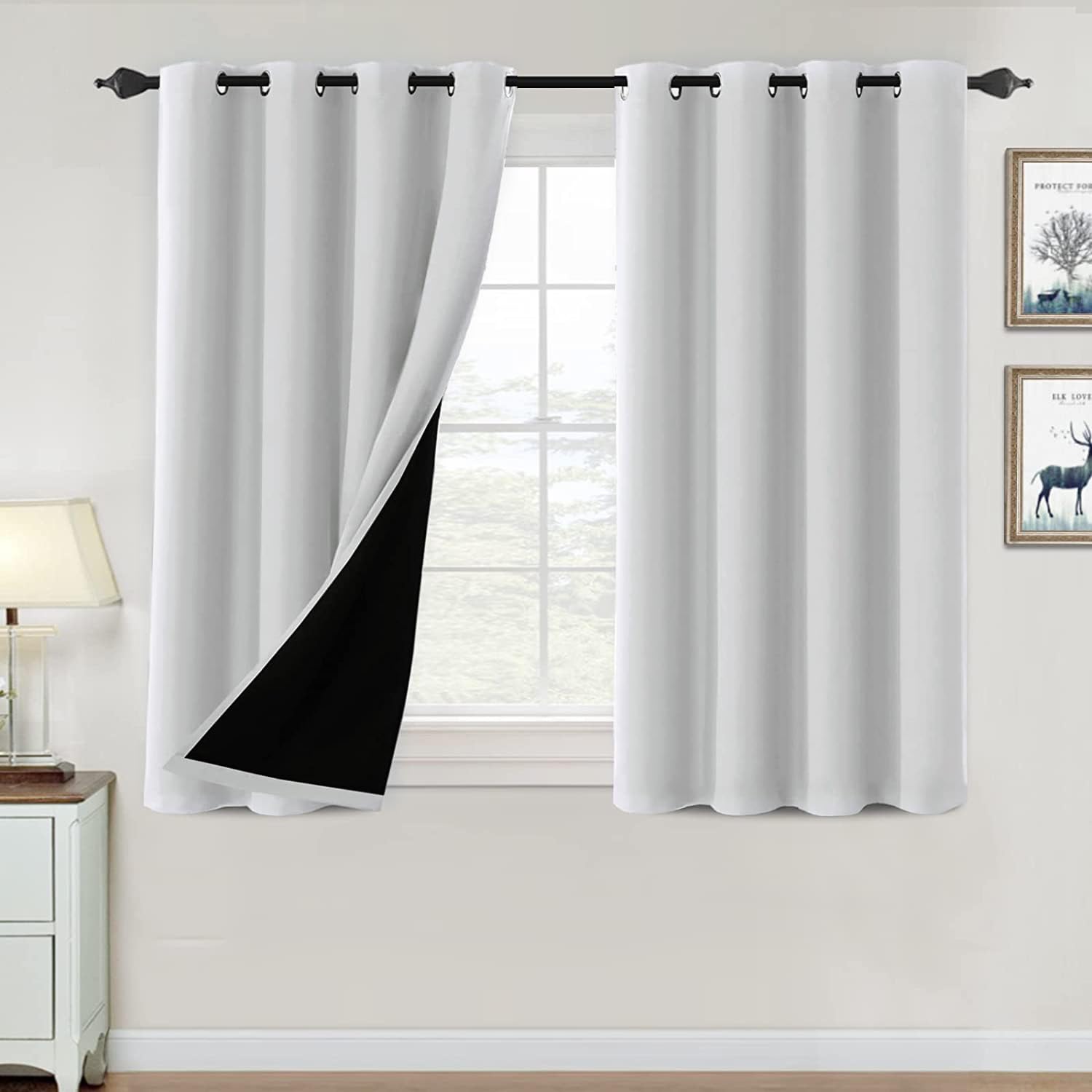 H.VERSAILTEX 100% Blackout Curtains for Bedroom Thermal Insulated Blackout Curtains 45 inch Length Full Light Blocking Window Dr