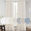 PrinceDeco Linen Curtains 96 Inch Long Rod Pocket Window Drapes Light Filtering Panel for Living Room/Bedroom Modern Farmhouse V