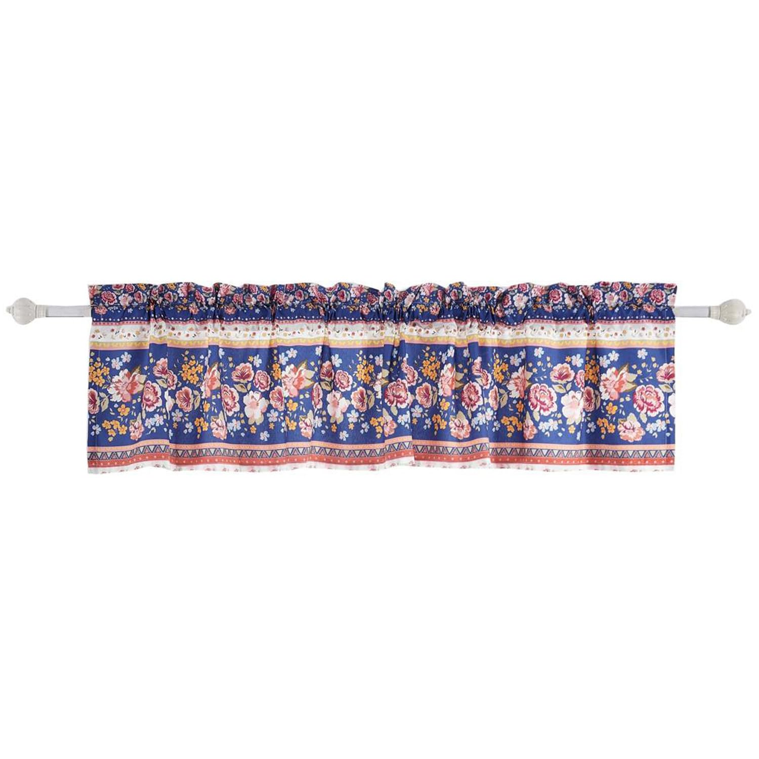 Greenland Home Melania Decorative Window Valance, 84 W x 16 L inches, Americana Blue