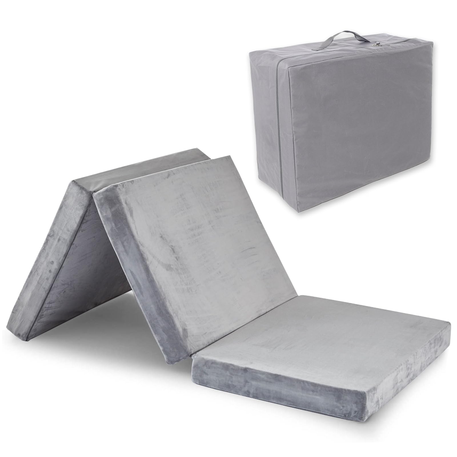 SINWEEK Tri Folding Mattress Foam Topper 4 Thickness Floor Cot Mattress, Guset Bed with Removable&Machine Washable Cover and Lin