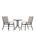 Flash Furniture Brazos 3 Piece Outdoor Patio Dining Set - 2 Brown Flex Comfort Stack Chairs - 23.75 Round Tempered Glass Patio T
