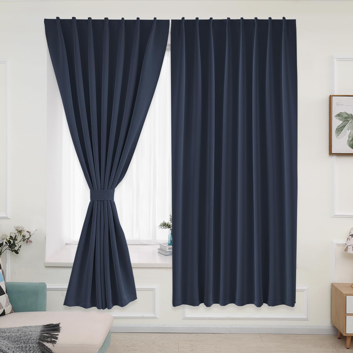 Muamar Blackout Curtains Privacy Curtains 84 Inch Length Window Curtains,Easy Install Thermal Insulated Window Shades, Stick Cur