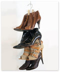 NEW IMPROVED SYSTEM- Boot Stax: Vertical Hanging Boot Rack, Boot Storage, Boot Organizer: 1 Vertical Rod that Swivels + 6 Silver