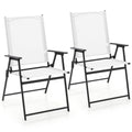 Giantex Patio Folding Chairs Set of 2, Portable Outdoor Dining Chairs with Rustproof Metal Frame, for Lawn, Front Porch, Deck, G