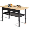 48 /60   Adjustable Workbench, Rubber Wood Work Bench Heavy-Duty with Partition,2000 LBS Load Capacity Hardwood Work Table for
