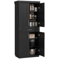 HOMCOM 72 Kitchen Pantry Cabinet, Freestanding Tall Storage Cabinet with 4 Doors, Drawer and 3 Adjustable Shelves for Dining Roo