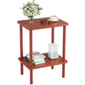 Apicizon 2 Tier End Table, Boho Side Table with Storage Shelf, Nightstand Bedside Table for Small Spaces, Bedroom, Living Room, 