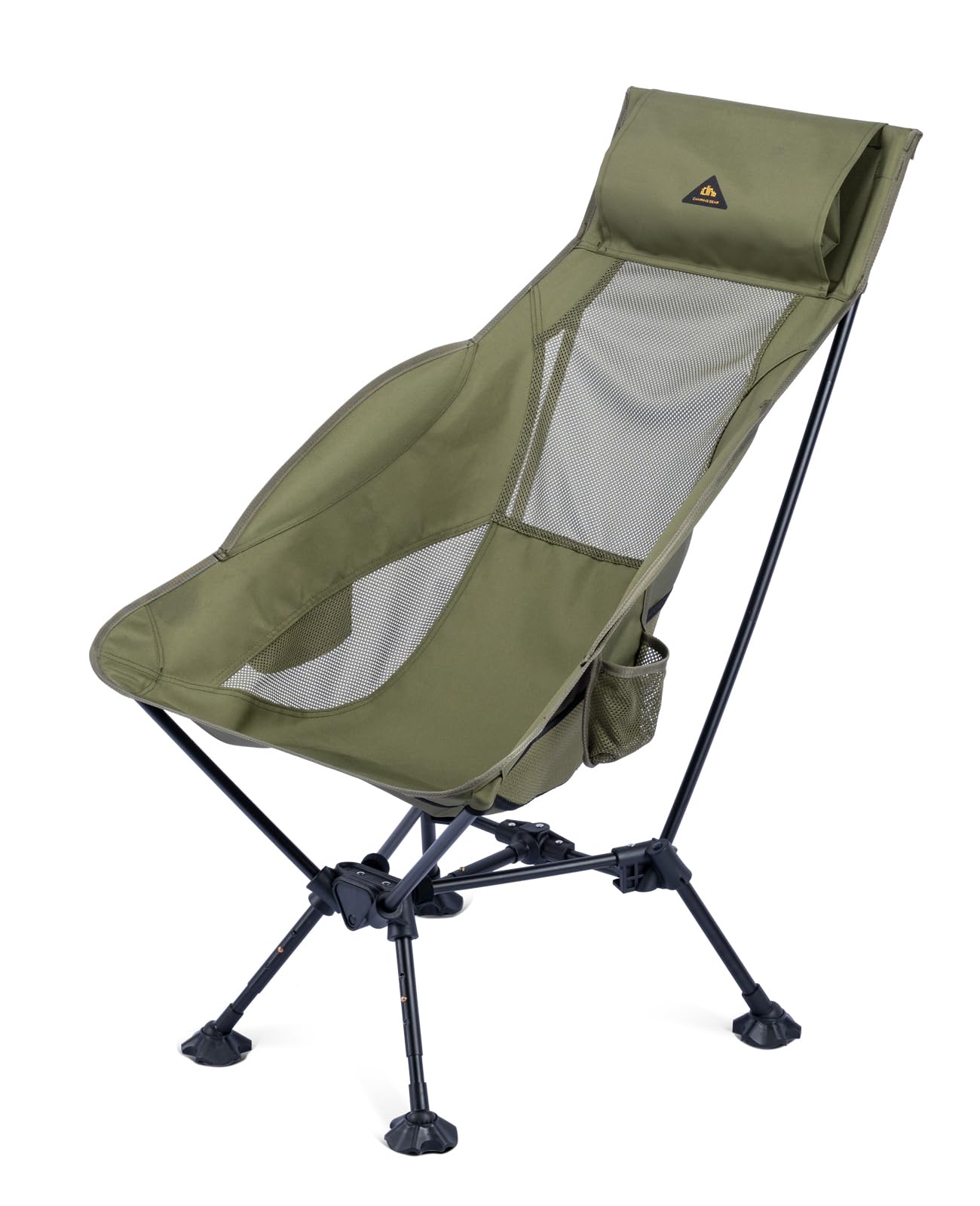 iClimb Ultralight Compact Camping Folding Beach Chair with Anti-Sinking Large Feet (Green - Triangular Frame High Back - 2PC)