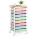 Rolling Storage Cart, Rainbow Cart with 8 Drawers and Wooden Tabletop, Teacher Organization for Classroom, Art Cart for Classroo