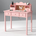 FUNKOCO Home Office Furniture Writing Desk,Computer Work Station with Detachable Hutch,5 Drawers(Pink)