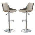 Poundex Set of 2 Upholstered Adjustable Barstool in Light Grey and Grey