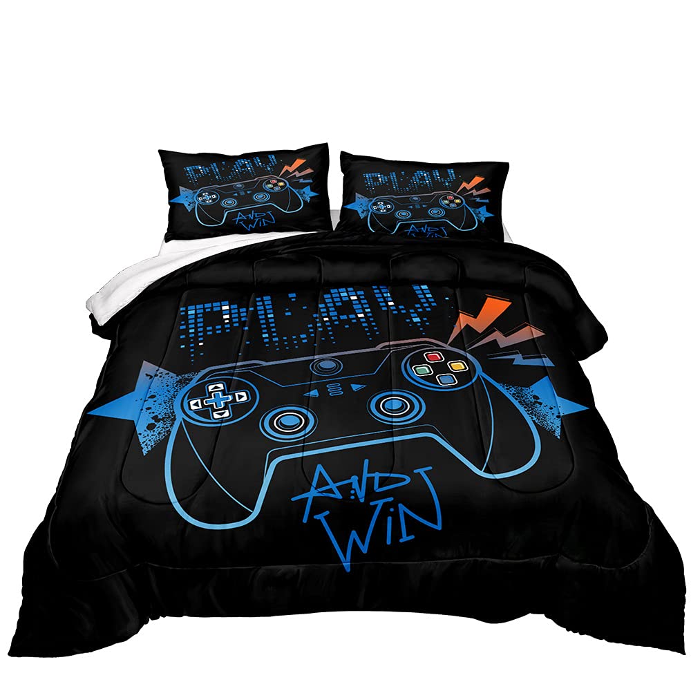 Z.Jian HOME Gaming Comforter for Boys Teen,Game Contoller Bedding Set for Boys Kids,Down Alternative Comforter for All Season,Ga