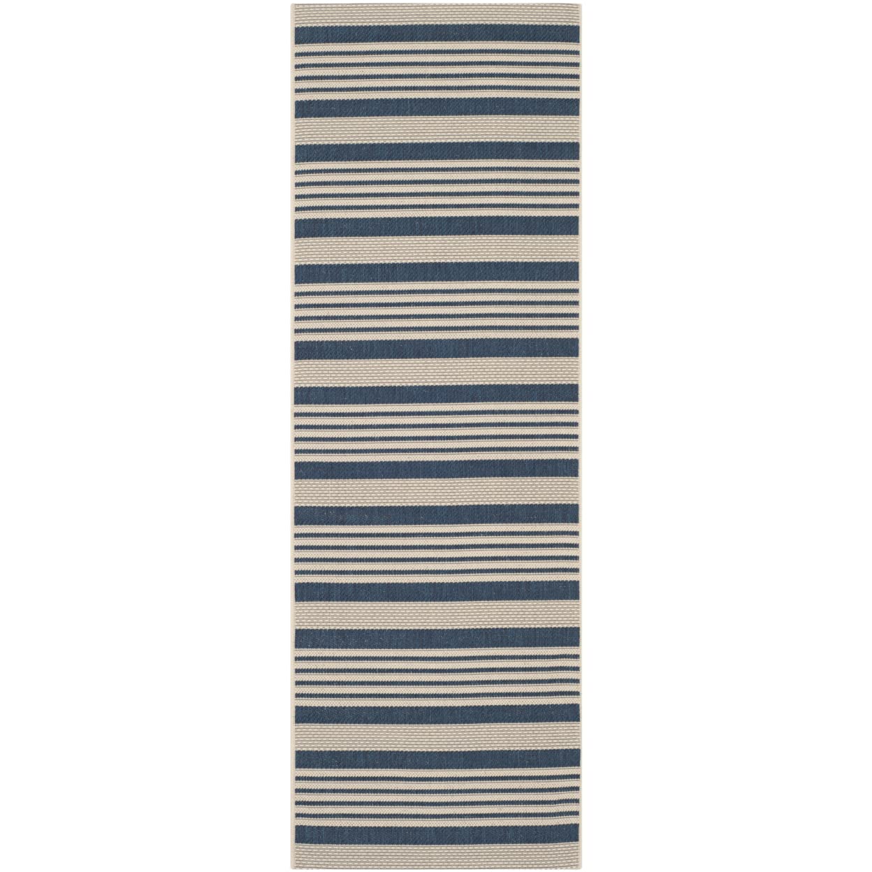 SAFAVIEH Courtyard Collection 23 x 14 Navy/Beige CY6062 Stripe Indoor/ Outdoor Waterproof Easy Cleaning Patio Backyard Runner 
