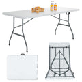 Goplus 6ft Folding Table, Indoor Outdoor Foldable Plastic Folding Tables, Heavy-Duty Rectangular Fold Up Table w/Handle, Portabl