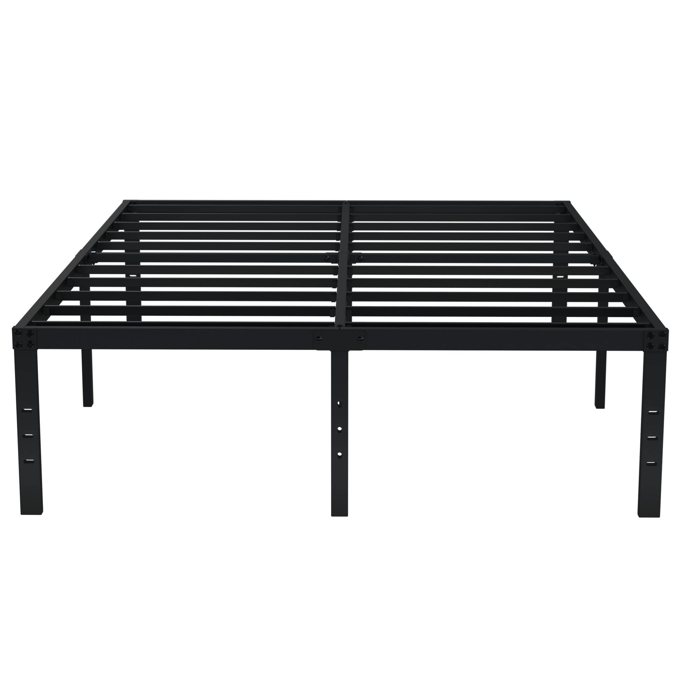 EMODA Queen Bed Frame No Box Spring Needed 18 Inch Heavy Duty Metal Tall Platform Bed Frame Queen Size with Large Storage Space,