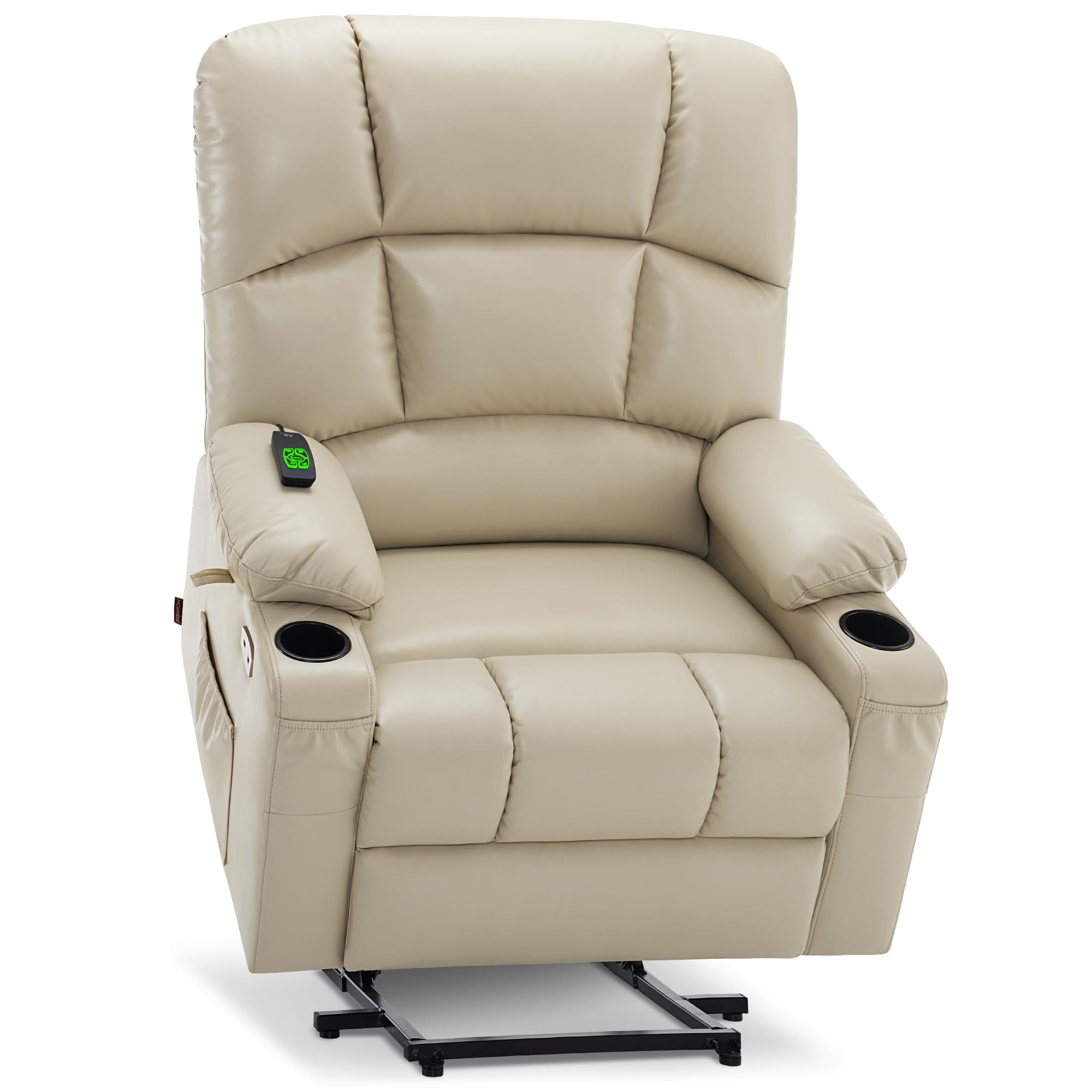 MCombo Large-Wide Lay Flat Dual Motor Power Lift Recliner Chair Sofa with Massage and Heat for Big Elderly People, Infinite Posi