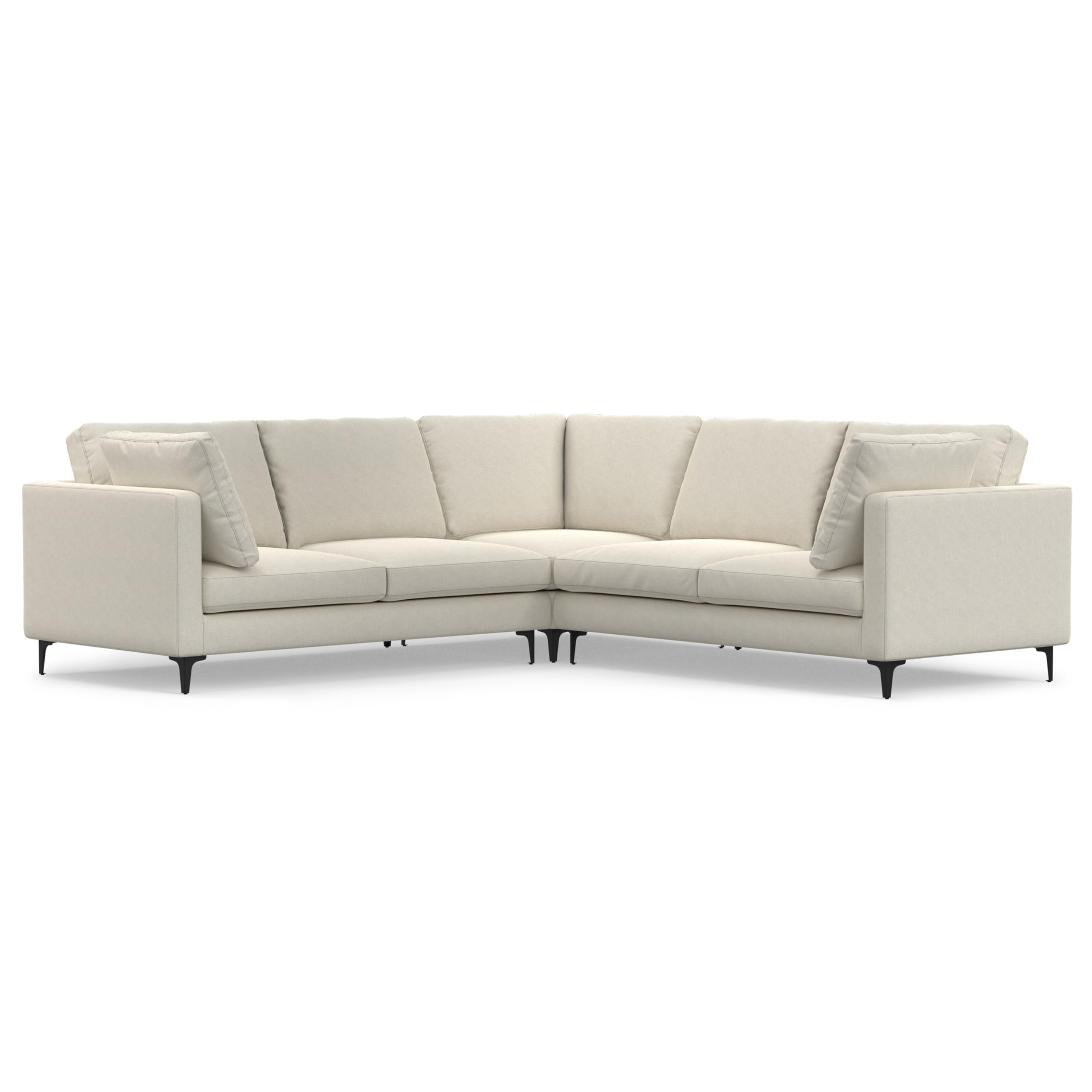 SIMPLIHOME Ava Corner Sectional Sofa in 100% Recycled Polyester Tightly Woven Performance Fabric, Cream, 102-inches Wide, Handcr