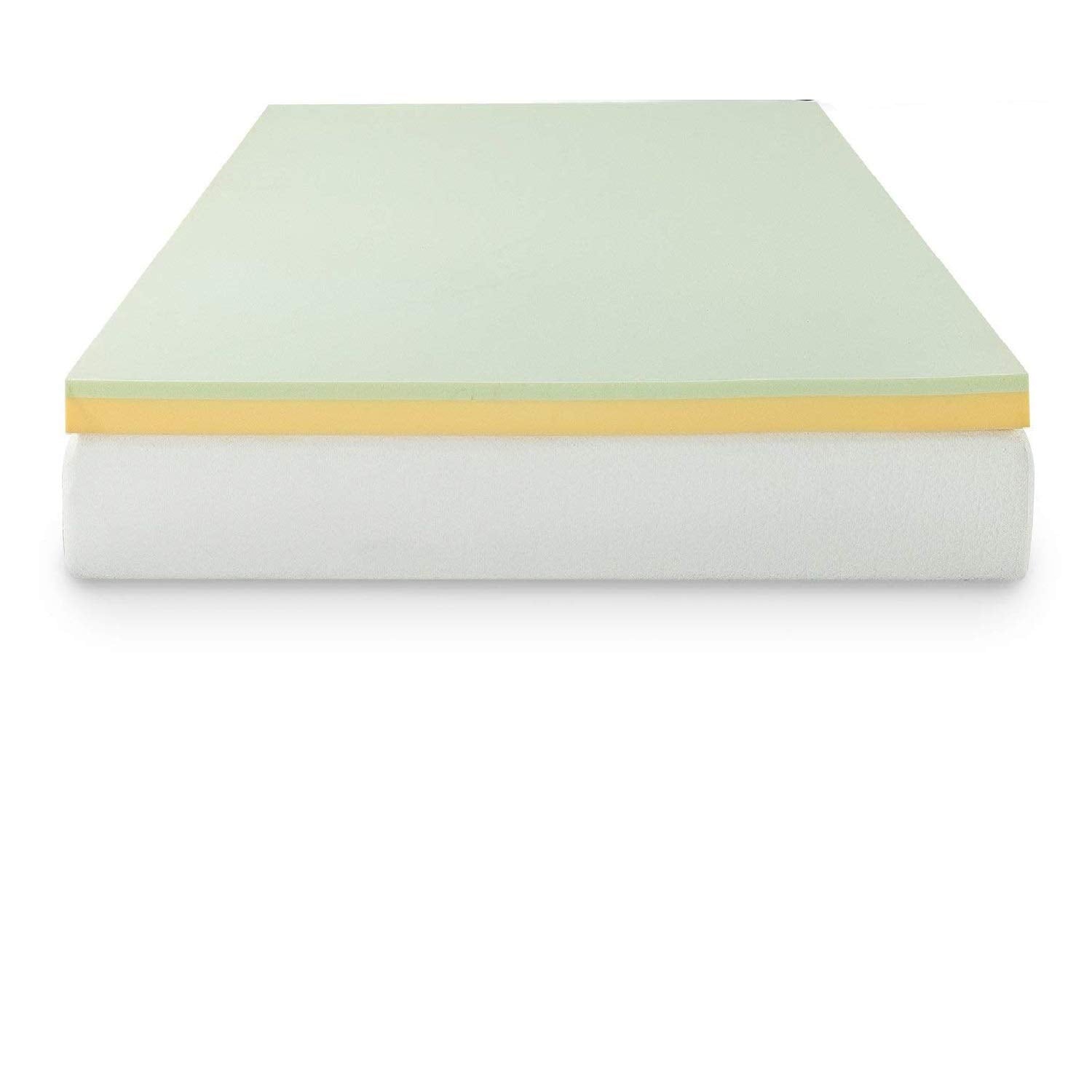 ZINUS 3 Inch Green Tea Memory Foam Mattress Topper, Pressure-Relieving Layers, CertiPUR-US Certified, Short Queen