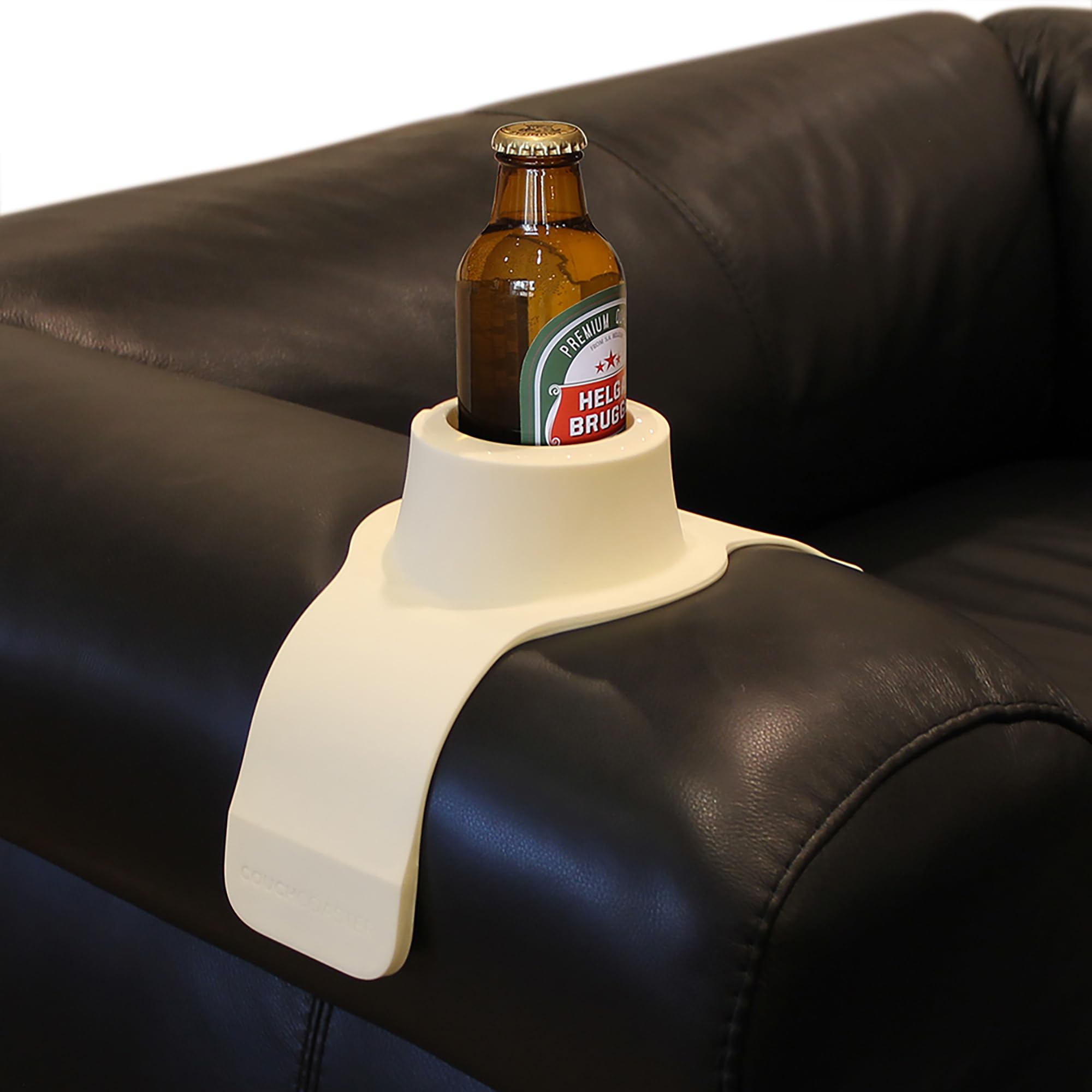 HIT PRODUCTS CouchCoaster - Original & Patented Armrest Couch Cup Holder, Cool Cream - A Weighted, Silicone, Anti Slip Coaster S