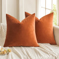 MIULEE Pack of 2 Velvet Soft Solid Pillow Covers Decorative Square Fall Throw Pillow Covers Fall Cushion Cases for Sofa Bedroom 