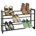 mDesign Metal 3 Tier Adjustable/Expandable Shoe and Boot Storage Organizer Rack - Space-Saving, Angled Vertical Storage - Closet