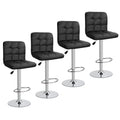 SUPER DEAL Set of 4 Bar Stools for Kitchen, Modern PU Leather Swivel Adjustable Counter Height Swivel Stool with Square Back (4,