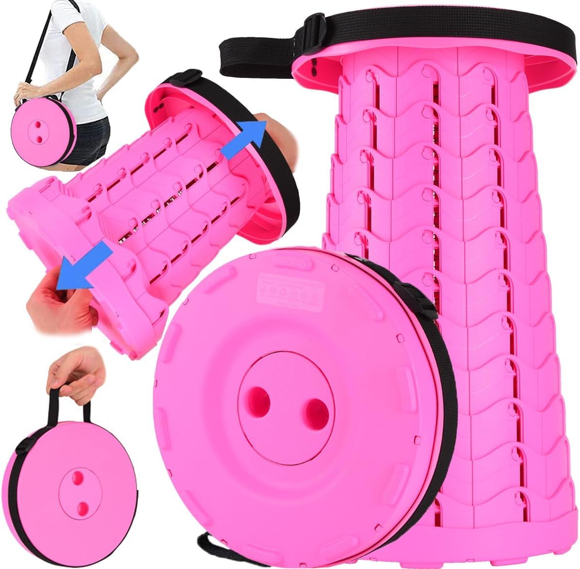 Fishboy Upgraded Collapsible Stool, 400lbs Max Weight, Lightweight But Sturdy, Portable Retractable Folding Telescoping Foldable