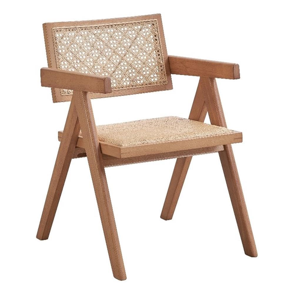 Acme Furniture Velentina 18 Rattan & Wood Arm Chair in Natural (Set of 2)