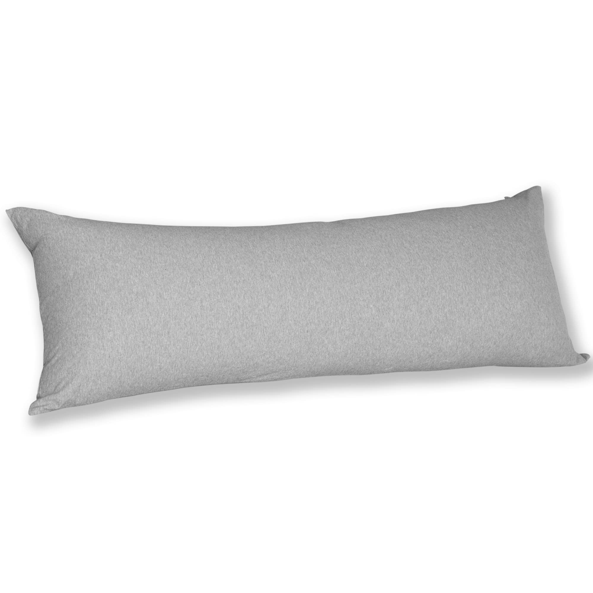Body Pillow Cover Case 20x54 Inch, Soft Cotton Long Pillowcase with Zipper, Jersey, 20x54 Inch, Light Grey