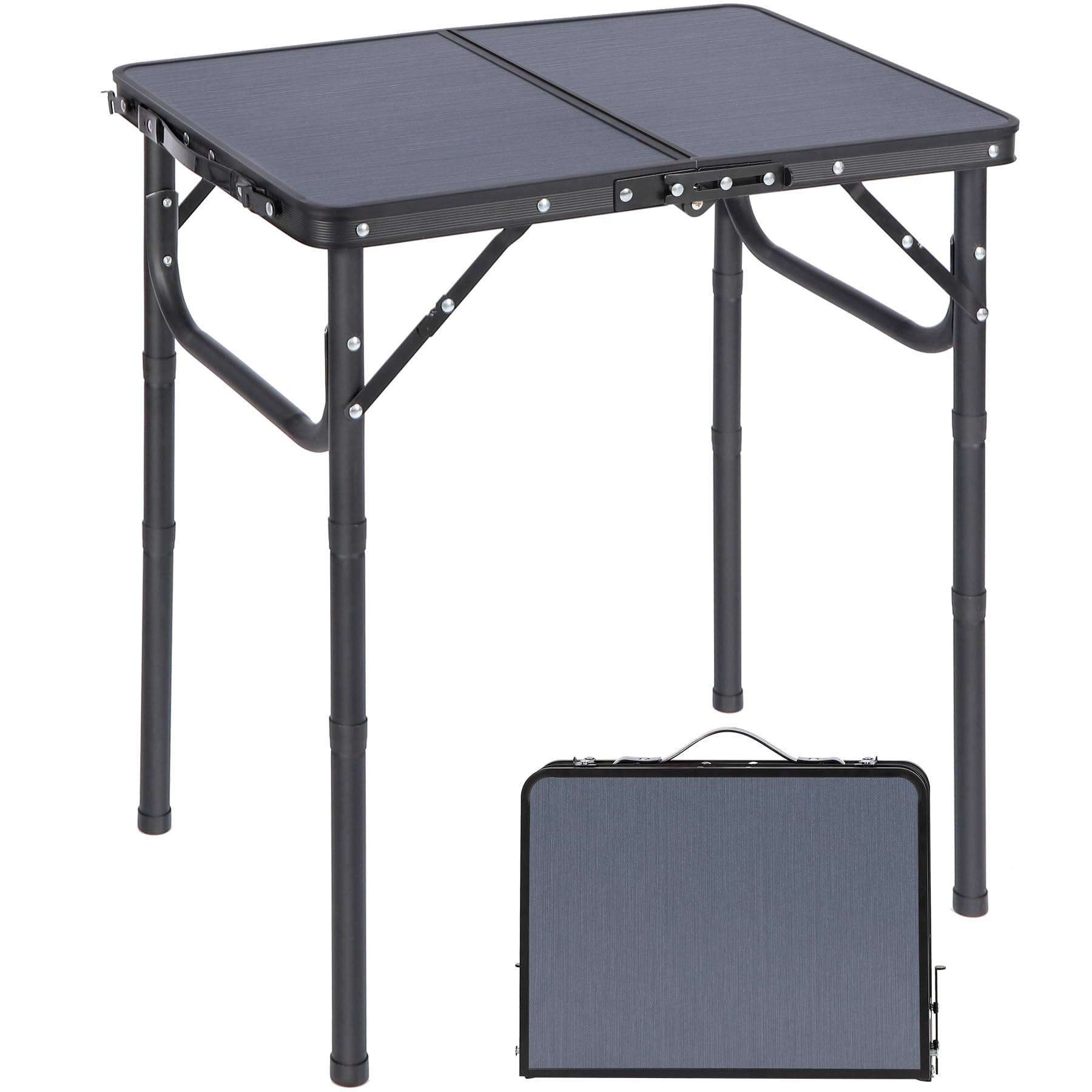 REDCAMP 32 Square Folding Camping Table with Adjustable Heights Legs, Lightweight Portable Aluminum Fold in Half Small Card Tabl