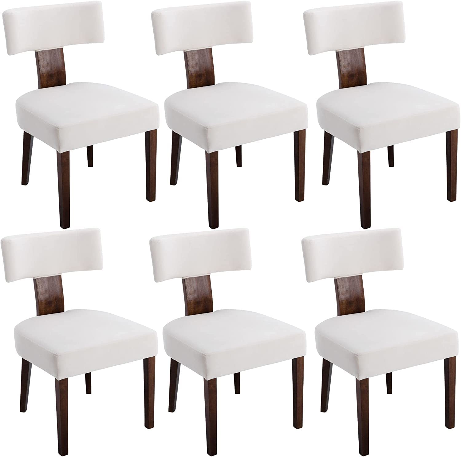 RIVOVA Velvet Dining Chairs Set of 6 Modern Dining Chair with Wood Legs, Upholstered Dining Chairs for Dining Room, Kitchen, Van