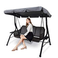 Outdoor Patio Swing Chair Canopy Replacement, 3 Seater Porch Swing Seat Canopy Cover, Waterproof Windproof Anti-UV Heavy Duty Ri