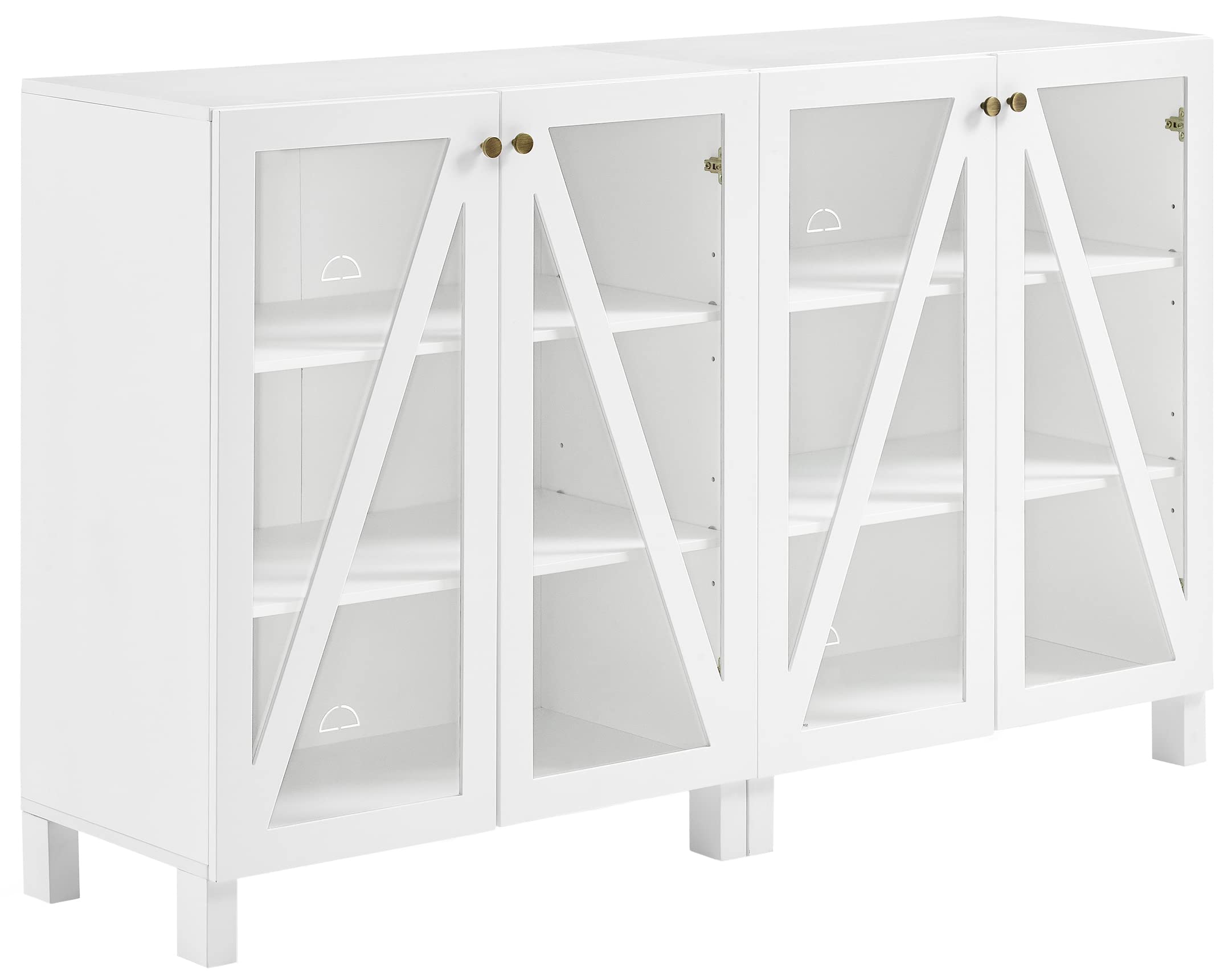 Crosley Furniture Cassai 2-Piece Entertainment Center TV Stand, Media Console, Vinyl Record Storage, White