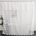 YJ YANJUN White Lace Shower Curtain - Victorian Shower Curtain with Attached Valance, Floret Lace Shower Curtain for Bathroom Sc