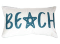 DECOPOW Embroidered Beach Throw Pillow Covers,Beach Decorative Canvas Pillow Cover for Nautical Style Deco 12 X 20 Inches (Beach