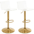 Brage Living Acrylic Bar Stools with Mid Back, Set of 2, Transparent Adjustable Swivel Airlift Barstools, Counter Height Bar Cha