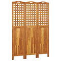vidaXL 3-Panel Wood Room Divider, Solid Acacia, Folding and Freestanding, Natural Brown, Farmhouse Style, Functional for Bedroom