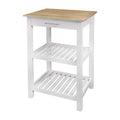 Casual Home Sunrise (Small) with Solid Harvest Hardwood Top Kitchen Island, 22.75W, Natural&White