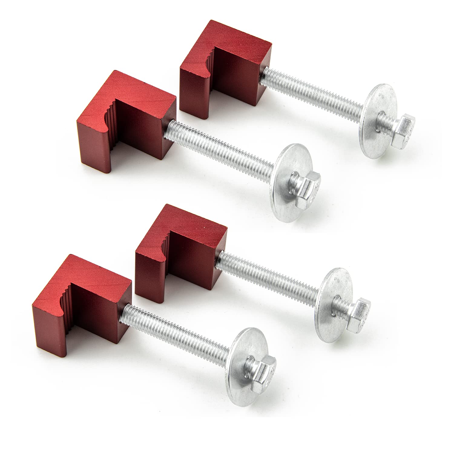 J Hook crossover Tool Box Mounting clamps for Pickup Truck Tool Box Mount Tie Downs (4 PcS, Red)