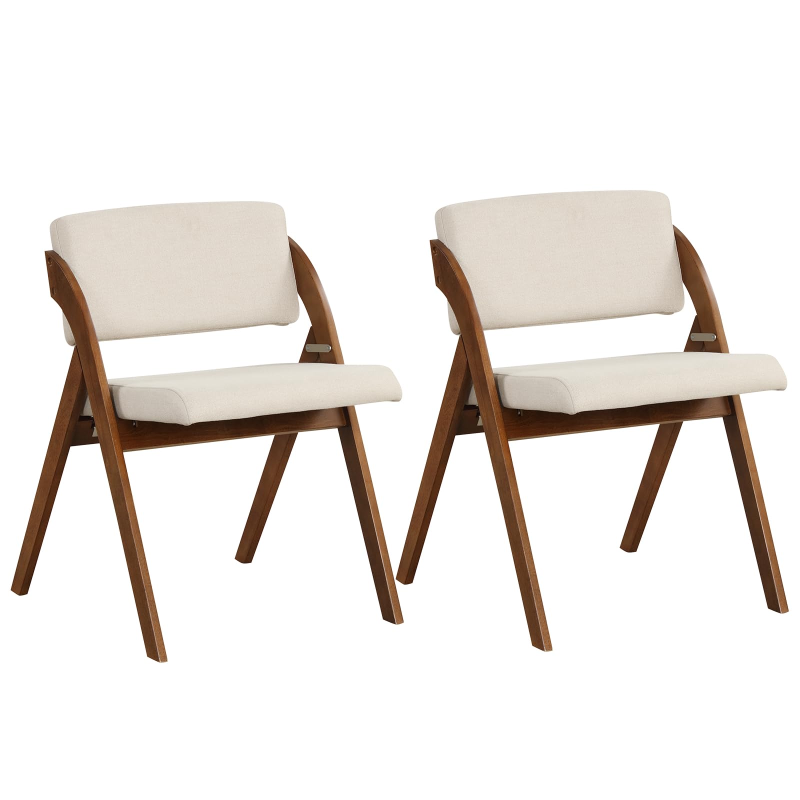 GOFLAME Folding Dining Chairs Set of 2, Upholstered Kitchen Chairs with Padded Seat & Backrest, Modern Side Chairs with Rubber W