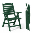 Costaelm Outdoor Adjustable Highback Folding Patio Dining Chair, HDPE Armrest Poly Lumber Restaurant Bistro Dining Chair for Out