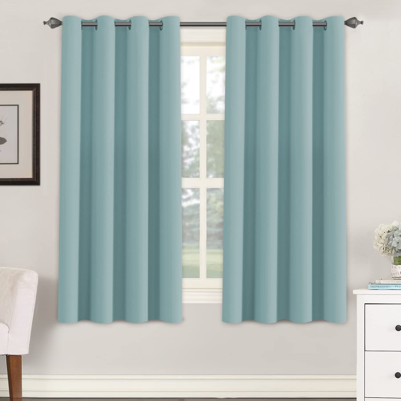 H.VERSAILTEX Window Treatment Blackout Thermal Insulated Room Darkening Solid Grommet Curtains/Drapes for Bedroom (Set of 2 Pane