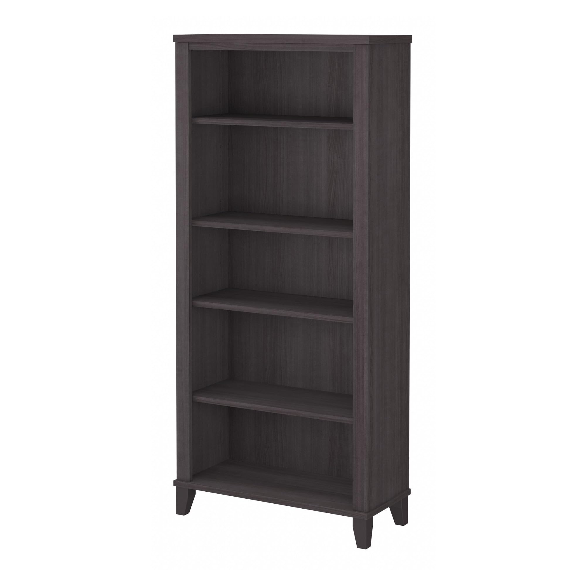 Bush Furniture Somerset 5 Shelf Bookcase in Storm Gray, Tall Bookshelf, Large Book Shelf for Living Room, Home Office, or Entryw