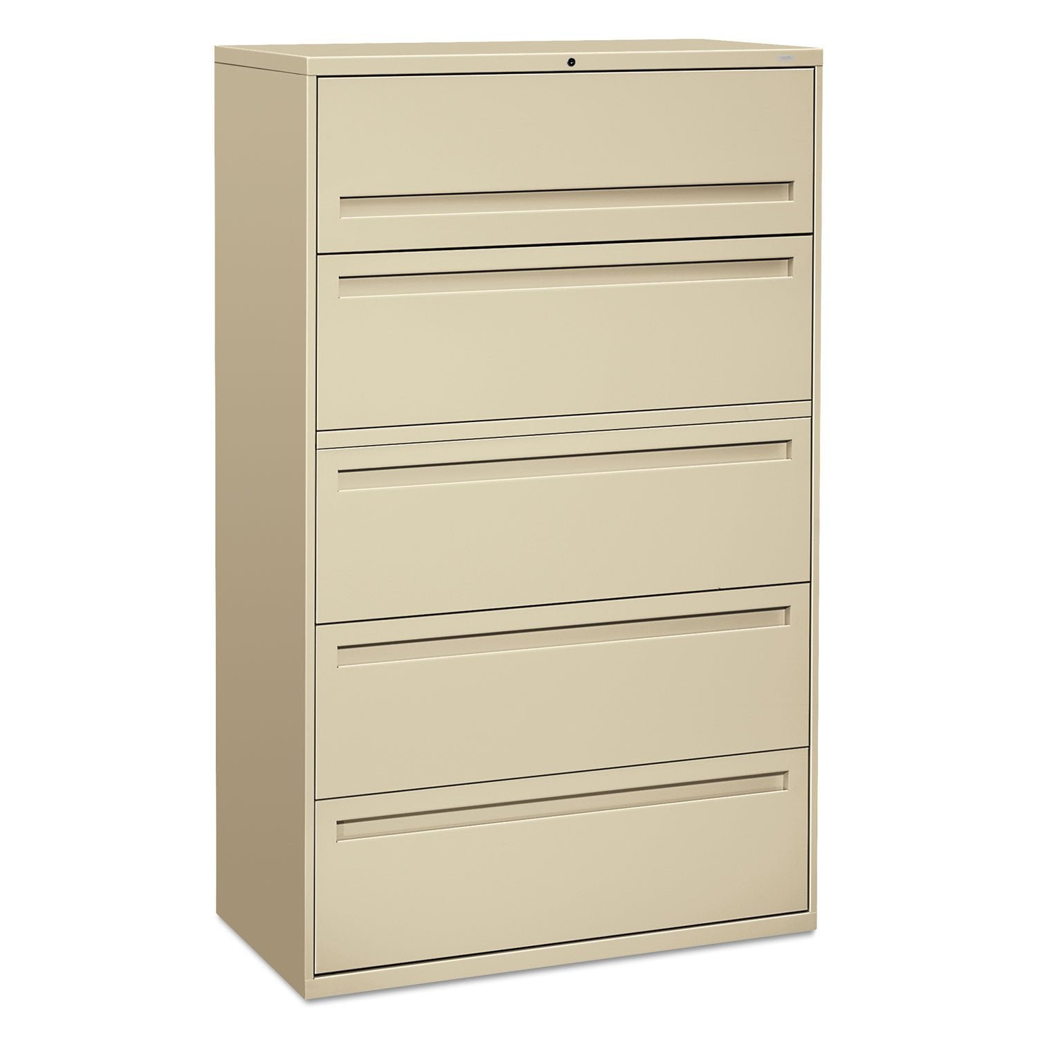 700 Series Five-Drawer Lateral File W-roll-Out & Posting Shelves, 42w, Putty