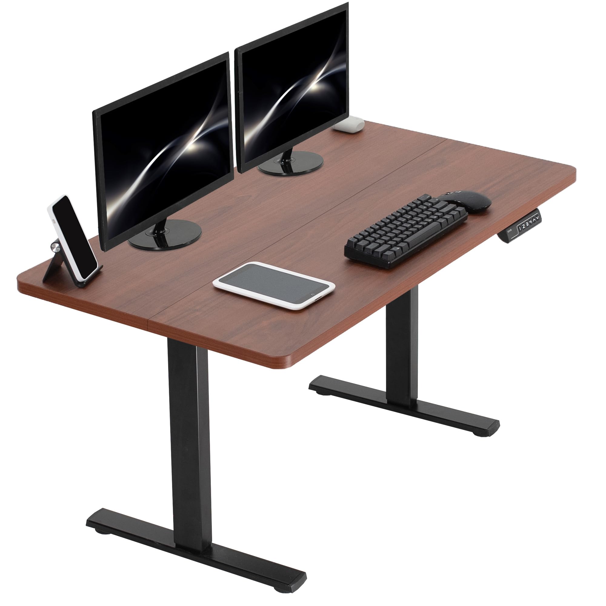 VIVO Electric 43 x 24 in Standing Desk, Memory Height Adjustment, 1B Series, Dark Walnut Top, Black Frame, DESK-1B4D
